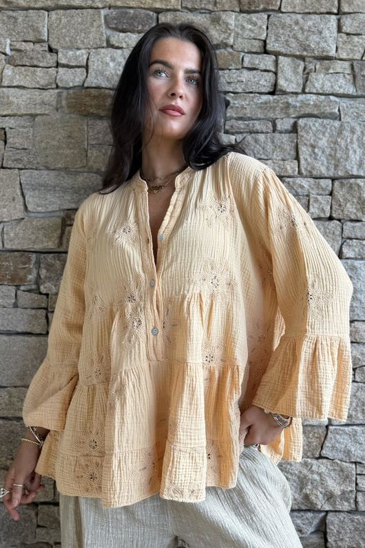 Santos Cotton Zahra Embroidered Smock Tuscan Sun /9=